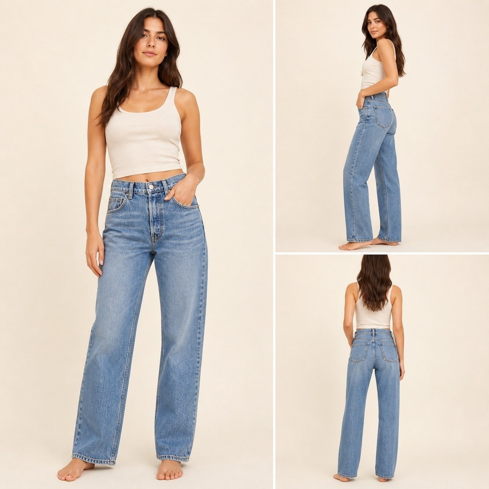 Reformation Cynthia High‎ Relaxed Jeans 24 Medium Wash Blue High Rise Button Fly